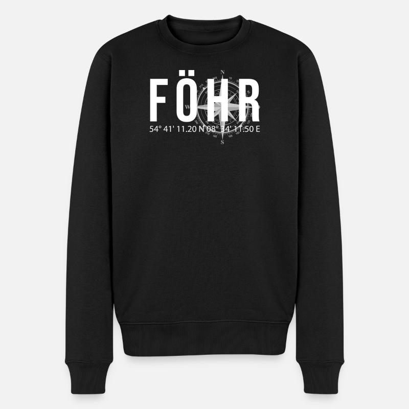 Koordinaten Föhr - Männer Premium Bio Pullover - Schwarz