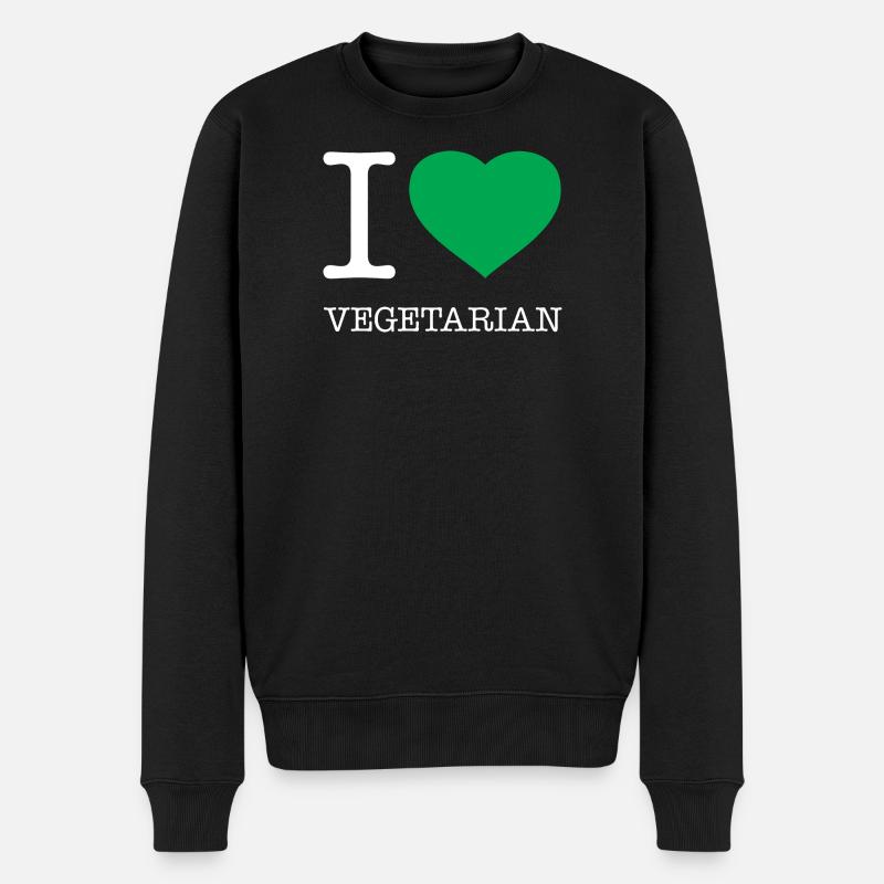 I LOVE VEGETARIAN - Männer Premium Bio Pullover - Schwarz