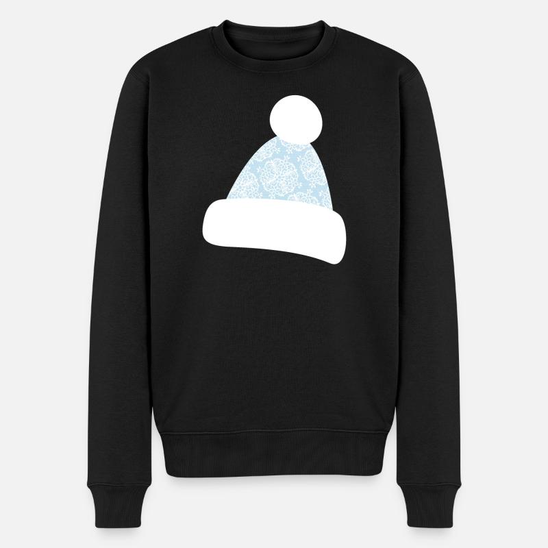 Pudelmütze Mütze Schneeflocken Après-Ski Winter - Männer Premium Bio Pullover - Schwarz