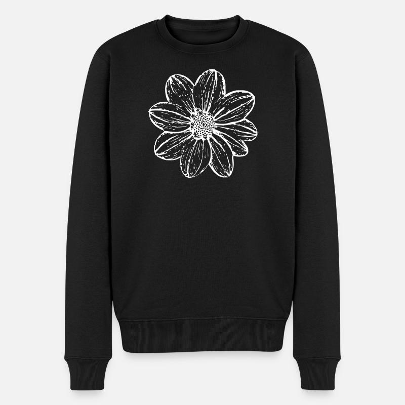 Fleur, Blanc, Fleur Blanche - Pull Premium bio Homme - noir