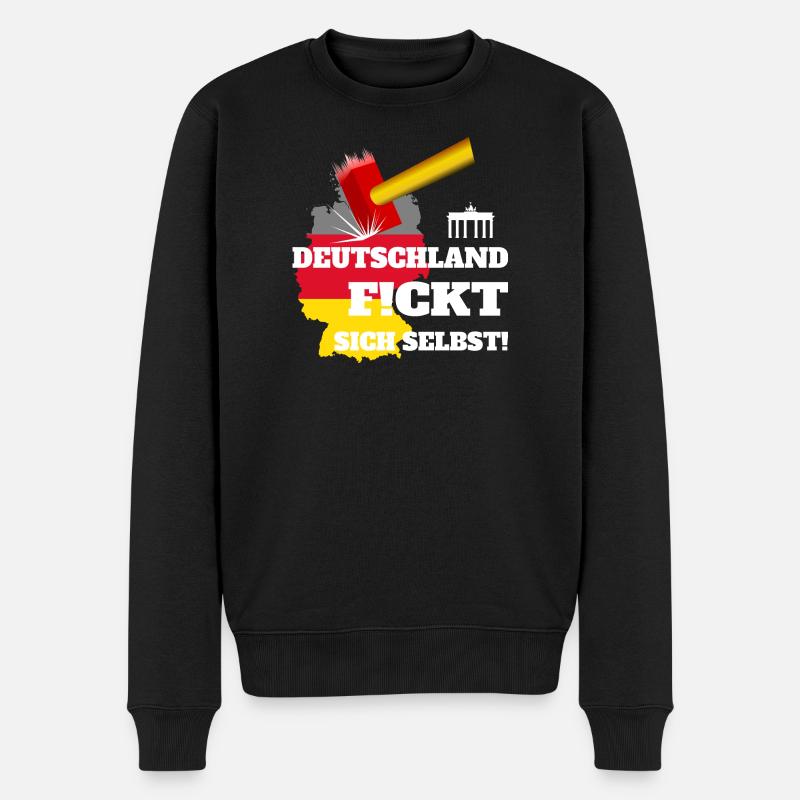 Deutschland F!ckt sich selbst ! - Männer Premium Bio Pullover - Schwarz