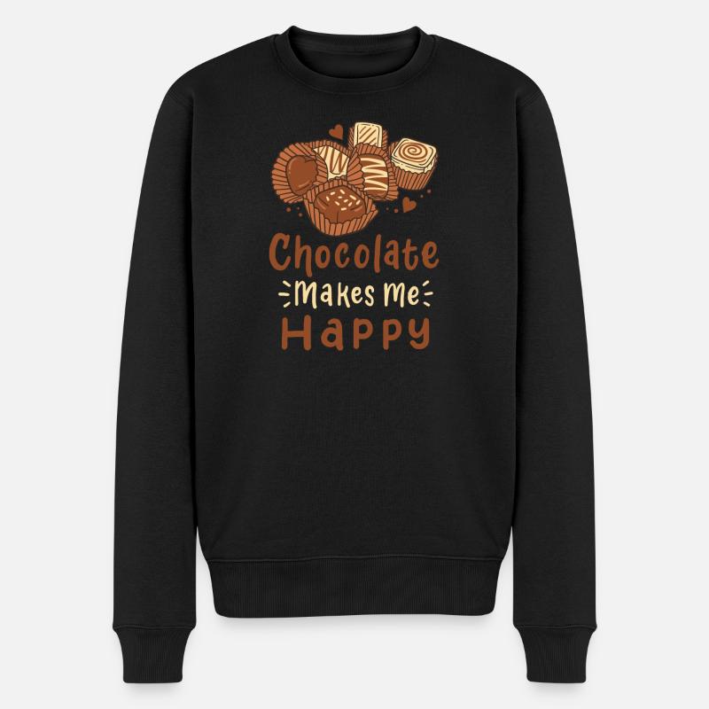 Schokolade Pralinen - Männer Premium Bio Pullover - Schwarz
