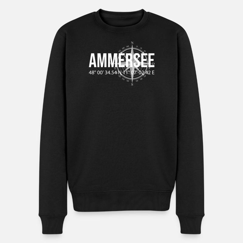 Koordinaten Ammersee - Männer Premium Bio Pullover - Schwarz