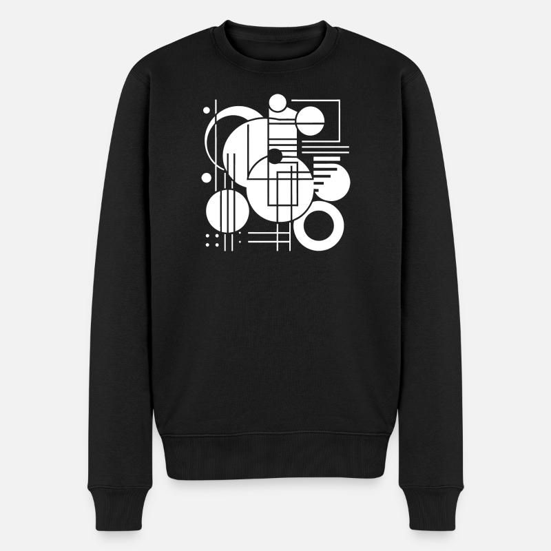 Imprimé motif géométrique noir et blanc - Pull Premium bio Homme - noir