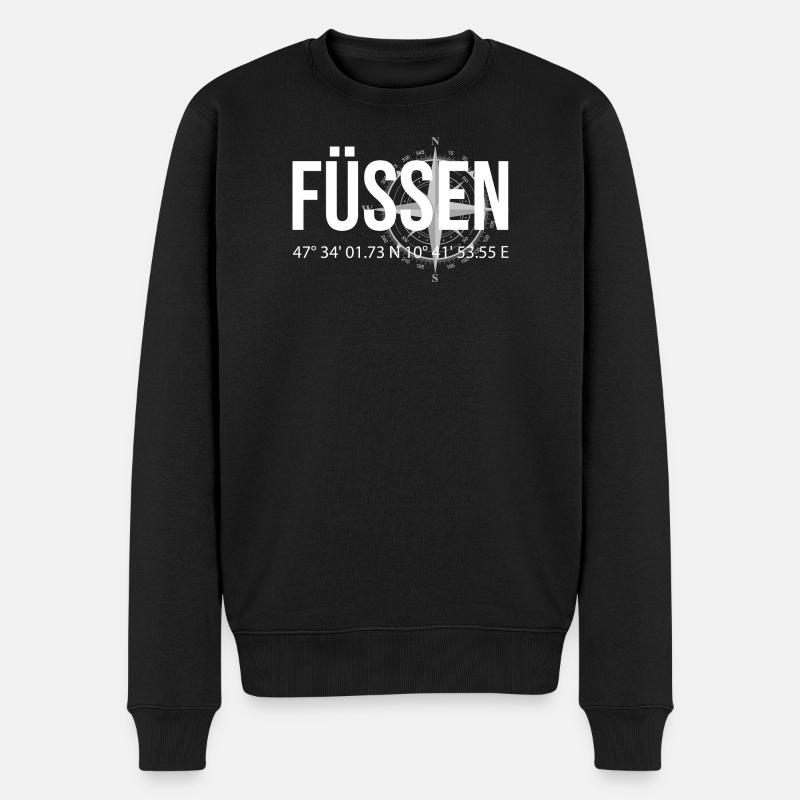 Koordinaten Füssen - Männer Premium Bio Pullover - Schwarz