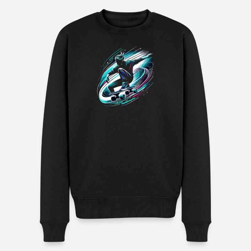 Longboarder sur skateboard ou longboard - Pull Premium bio Homme - noir