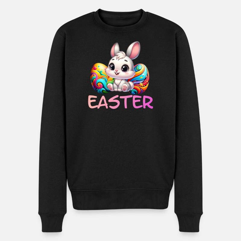 Osterhase mit Ostereiern - Männer Premium Bio Pullover - Schwarz