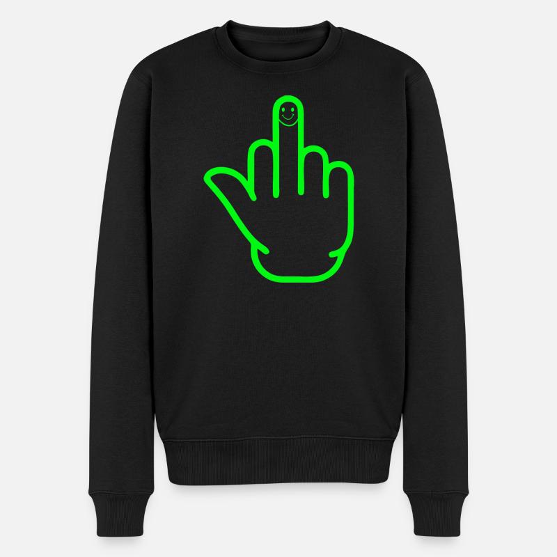 Happy Mittelfinger - Männer Premium Bio Pullover - Schwarz