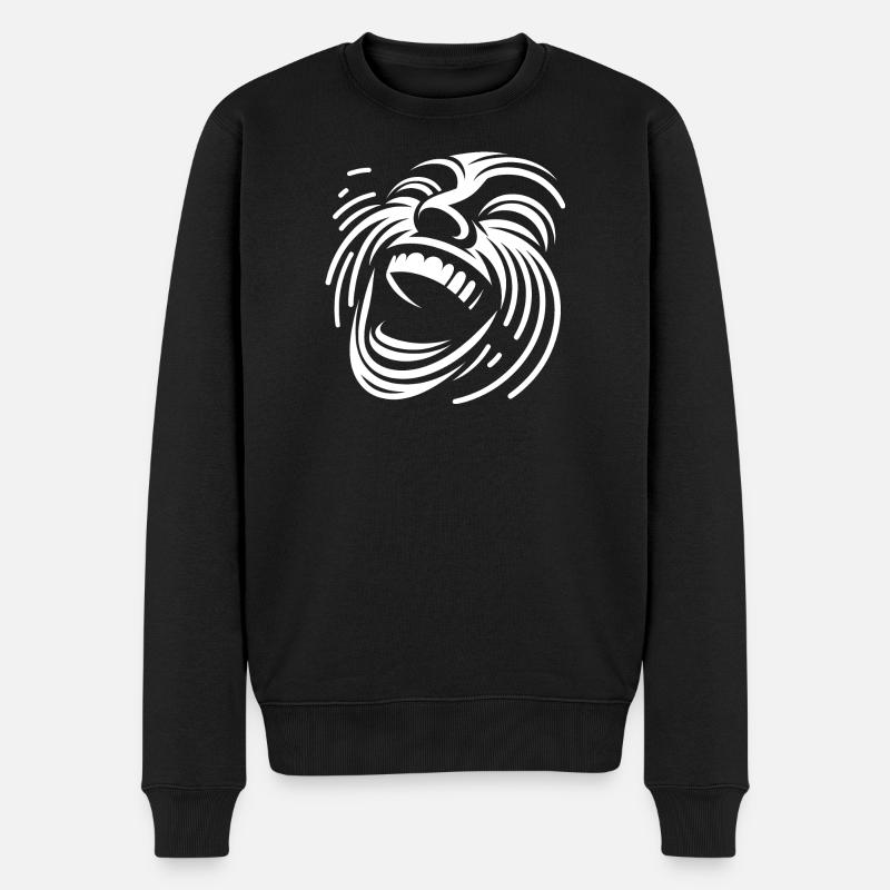 Laughing Line Face Pattern - Men's Premium Organic Jumper - black