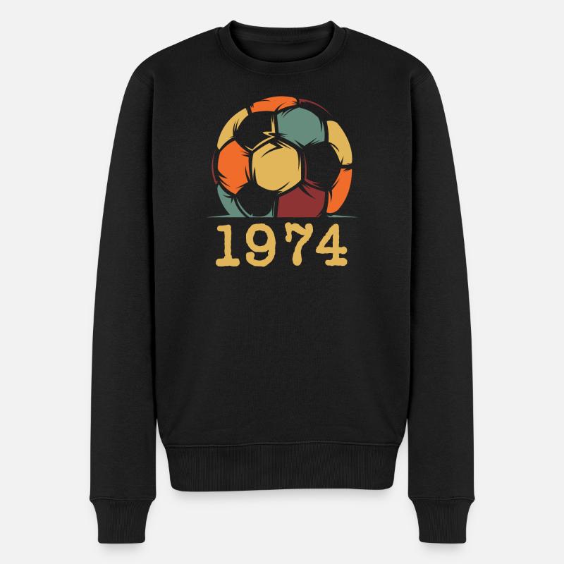 vintage retro Fußball 1974 Jubiläum Geburtstag - Männer Premium Bio Pullover - Schwarz