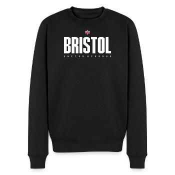 Bristol UK Block Wordmark - Men's Premium Organic Jumper - black - Front - Nico (187cm)