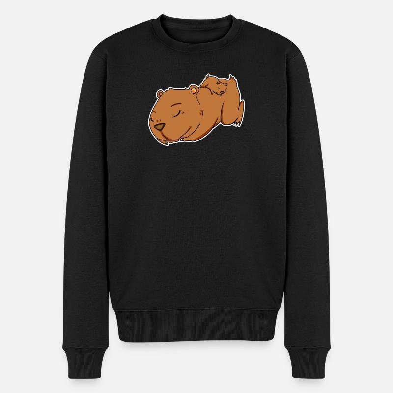 Familie - Capybara mit Baby Capybara - Männer Premium Bio Pullover - Schwarz