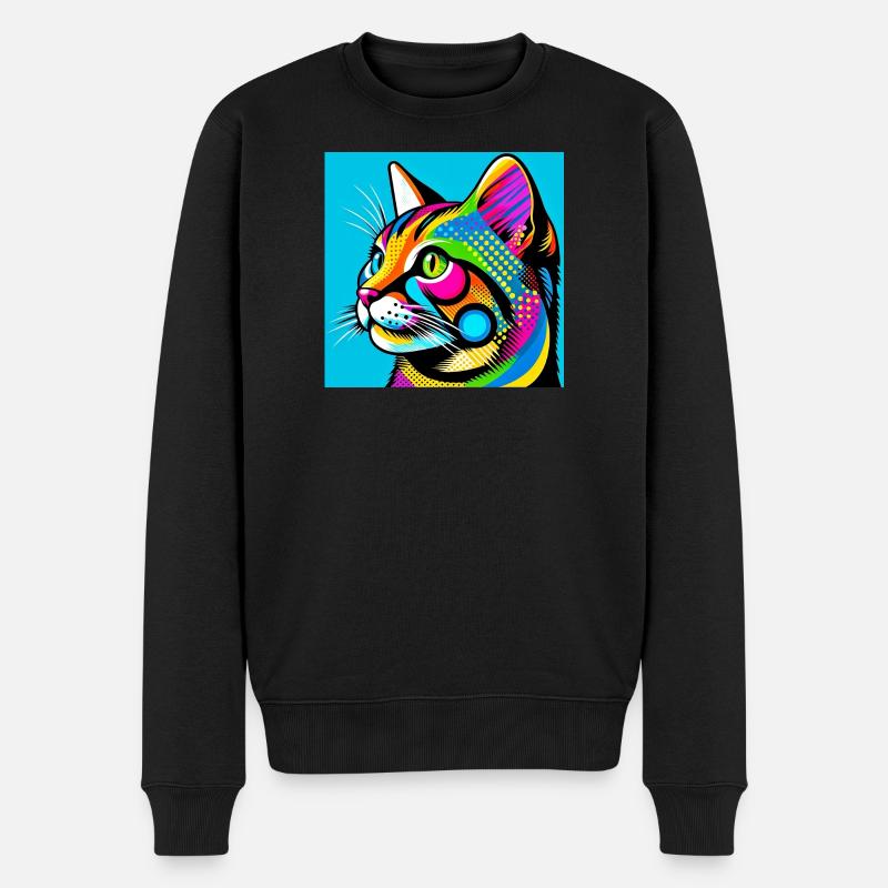 Chat Pop Art - Pull Premium bio Homme - noir