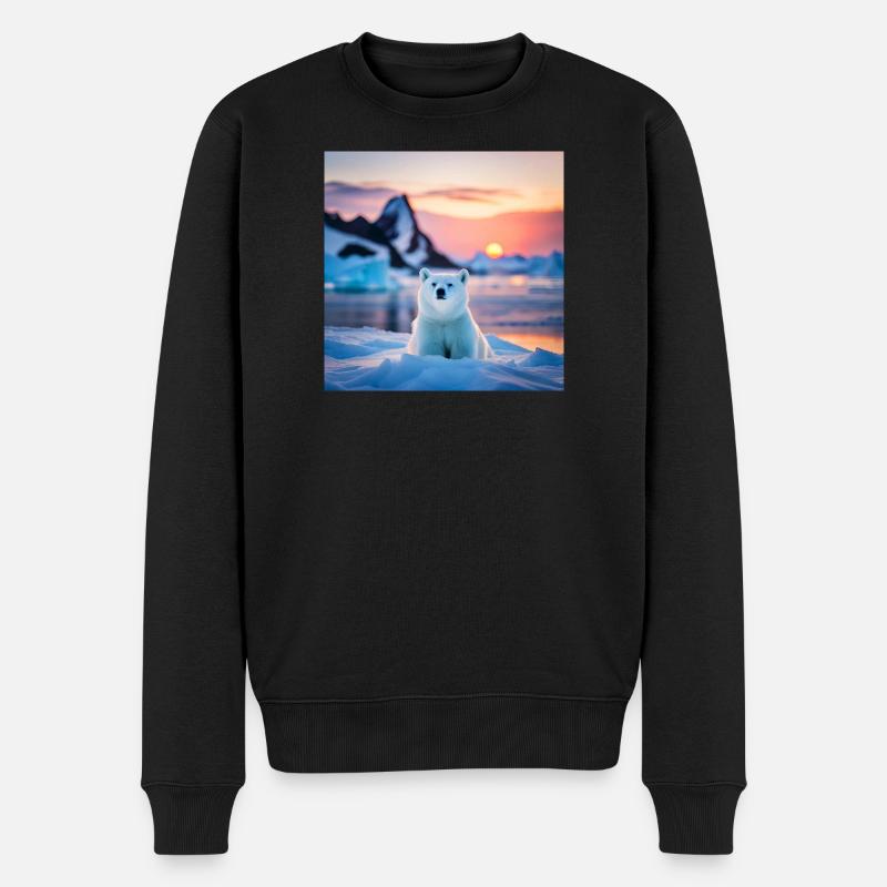 Puuh auf der Eisscholle - Männer Premium Bio Pullover - Schwarz