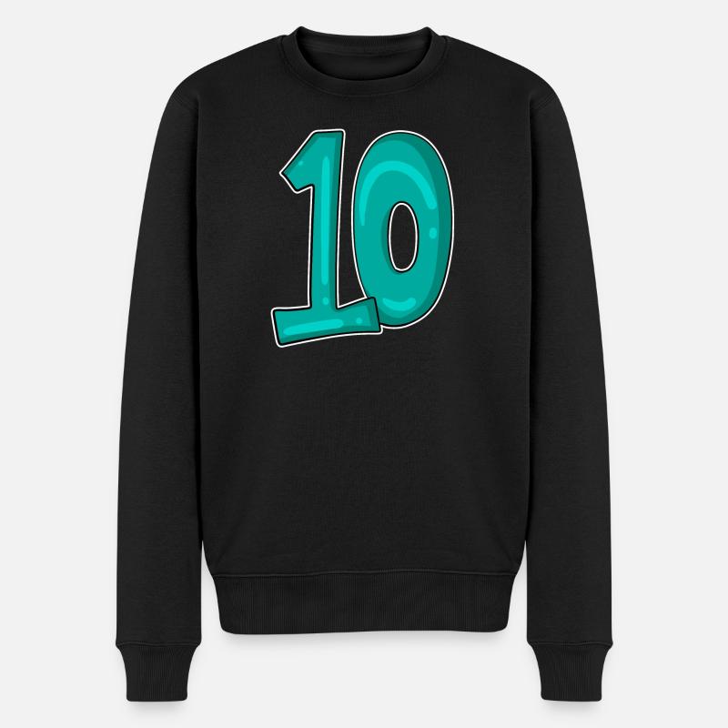 10 Zehn - Männer Premium Bio Pullover - Schwarz