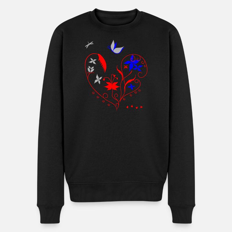 Herz mit Ornamenten - Männer Premium Bio Pullover - Schwarz