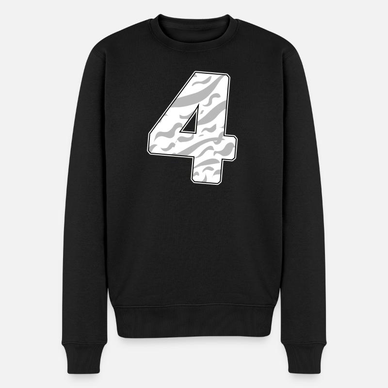4 - Vier - Männer Premium Bio Pullover - Schwarz