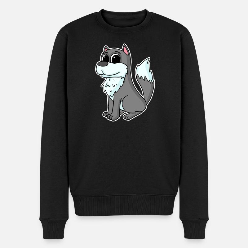 Wolf Tier - Männer Premium Bio Pullover - Schwarz