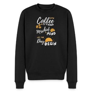 Coffee Mischief Sunrise Day Begins - Men's Premium Organic Jumper - black - Front - Nico (187cm)