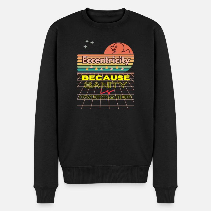 Eccentricity Neon Retro-Druck - Männer Premium Bio Pullover - Schwarz