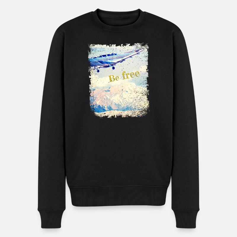 Be free - Old Airplane - Vintage Look - Männer Premium Bio Pullover - Schwarz
