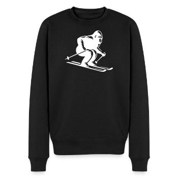 Affe Gorilla Schimpanse Ski Silhouette Design - Männer Premium Bio Pullover - Schwarz - Vorne - Nico (187cm)