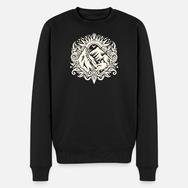 Liebe zu den Bergen - Männer Premium Bio Pullover - Schwarz