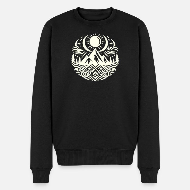 Leben in den Bergen - Männer Premium Bio Pullover - Schwarz