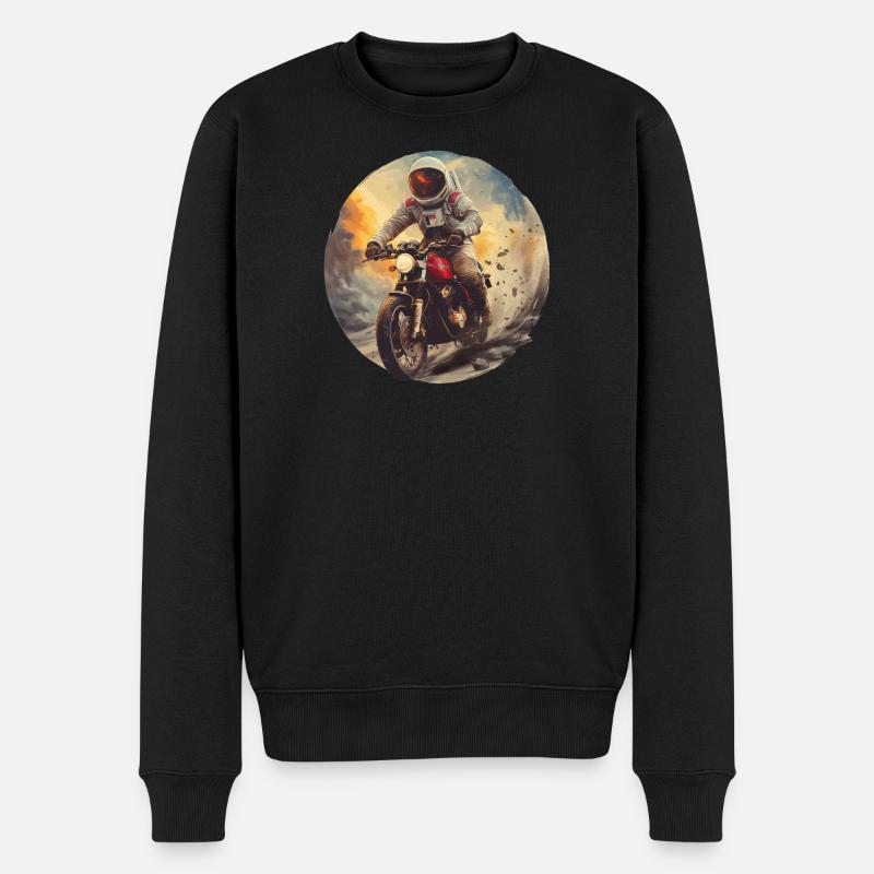 Un astronaute sur une moto - Pull Premium bio Homme - noir