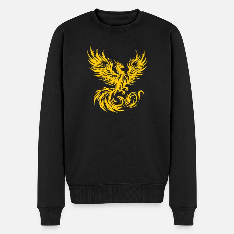 Feuer-Phönix - Männer Premium Bio Pullover - Schwarz