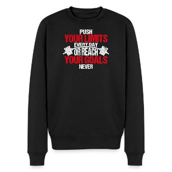 Bodybuilding Spruch Motivation - Männer Premium Bio Pullover - Schwarz - Vorne - Nico (187cm)