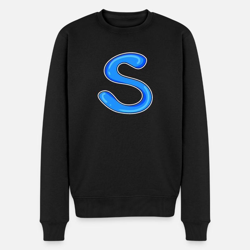Buchstabe S Anfangsbuchstabe - Männer Premium Bio Pullover - Schwarz