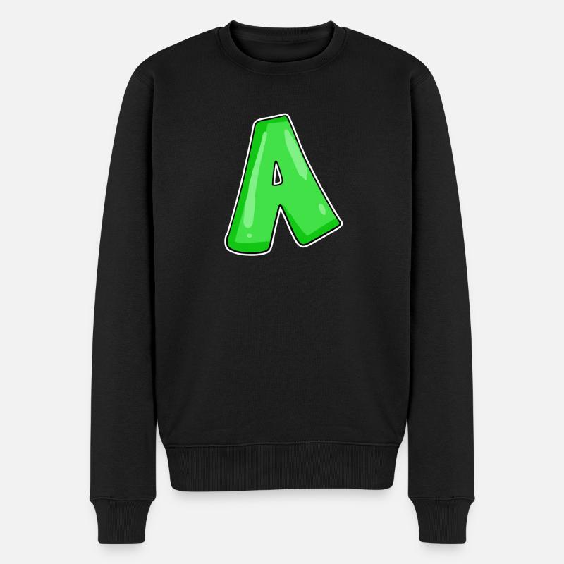 Buchstabe A Anfangsbuchstabe - Männer Premium Bio Pullover - Schwarz