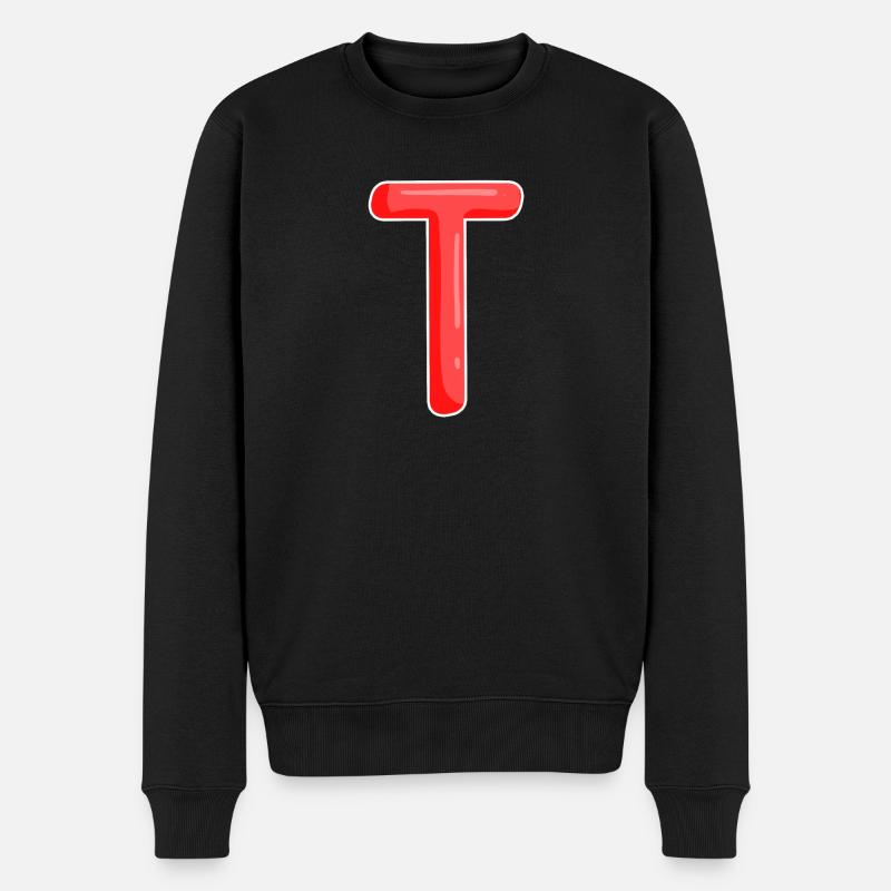 Buchstabe T Anfangsbuchstabe - Männer Premium Bio Pullover - Schwarz
