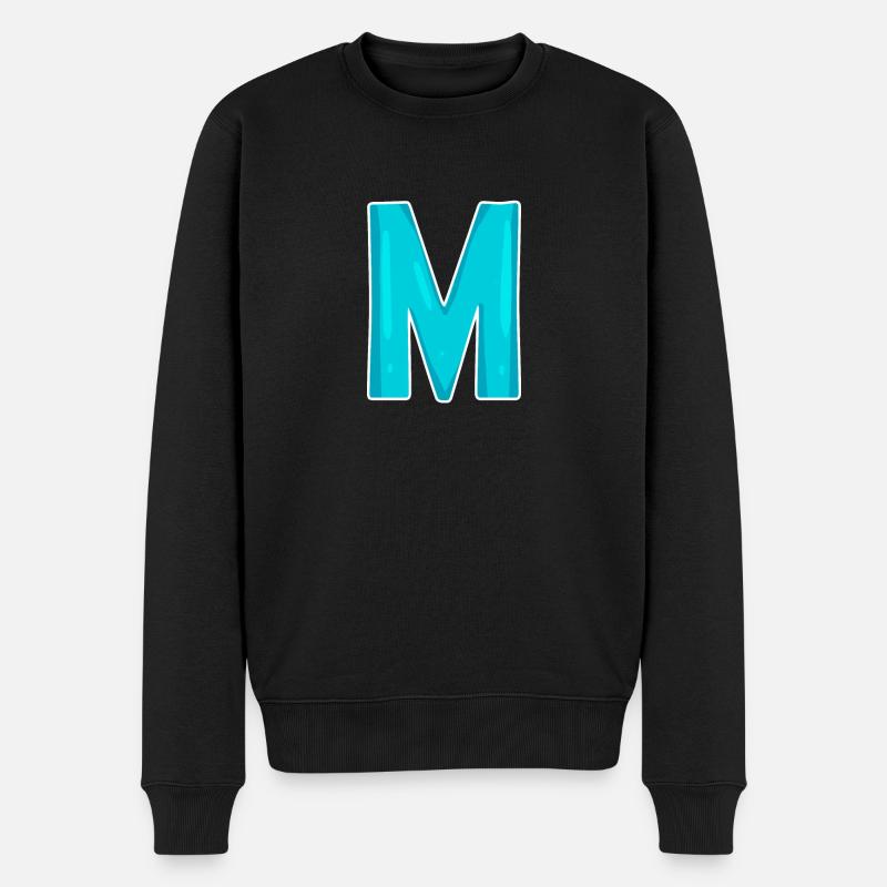 Buchstabe M Anfangsbuchstabe - Männer Premium Bio Pullover - Schwarz