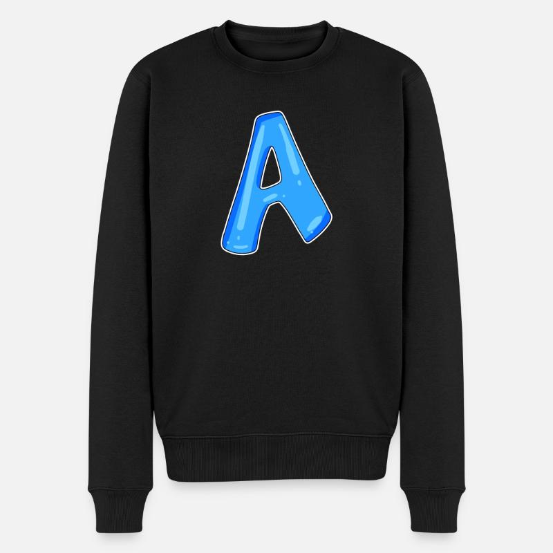 Buchstabe A Anfangsbuchstabe - Männer Premium Bio Pullover - Schwarz
