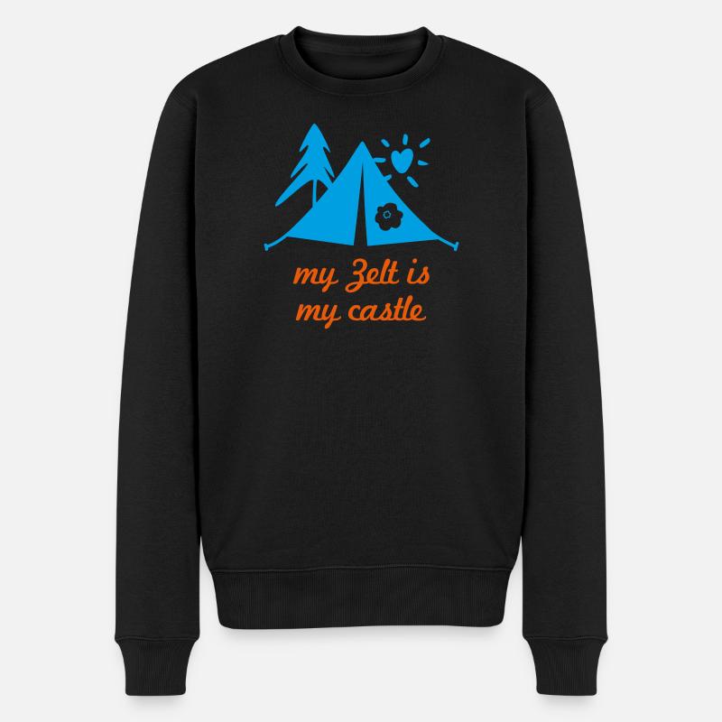 Zelt Zelten Castle cool Sprüche Camping campen Fan - Männer Premium Bio Pullover - Schwarz