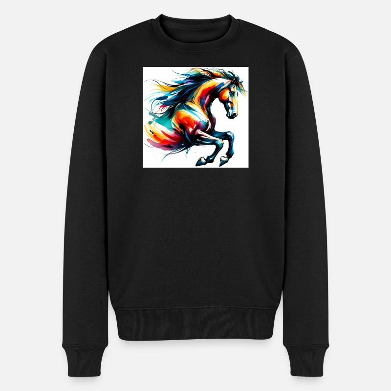 Pferd - Männer Premium Bio Pullover - Schwarz