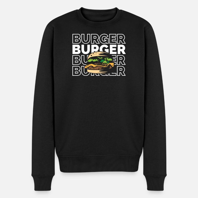 Burger Wiederholung Essen Illustration cheese icon - Männer Premium Bio Pullover - Schwarz