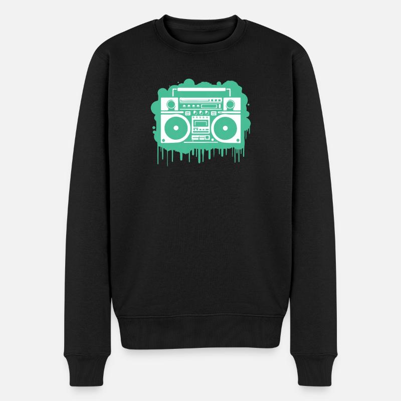 Cyan Boom Box - Pull Premium bio Homme - noir