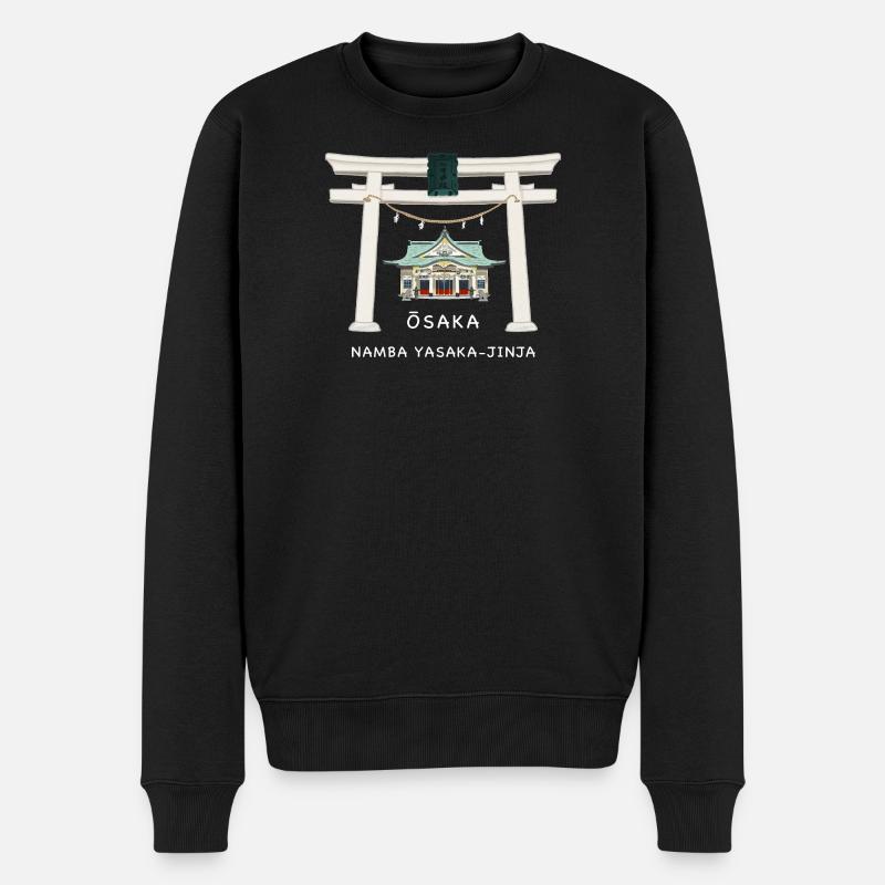 Osaka Japan, Namba Yasaka-jinja Torii Zeichnung - Männer Premium Bio Pullover - Schwarz