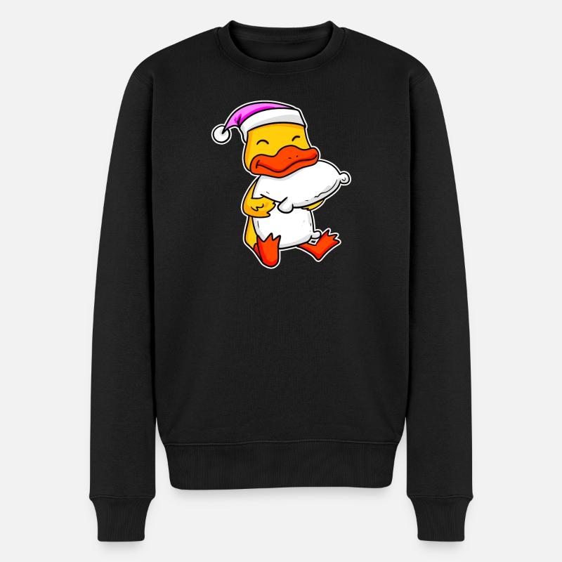 Ente Müde Ausschlafen Schlafen Mädchen - Männer Premium Bio Pullover - Schwarz