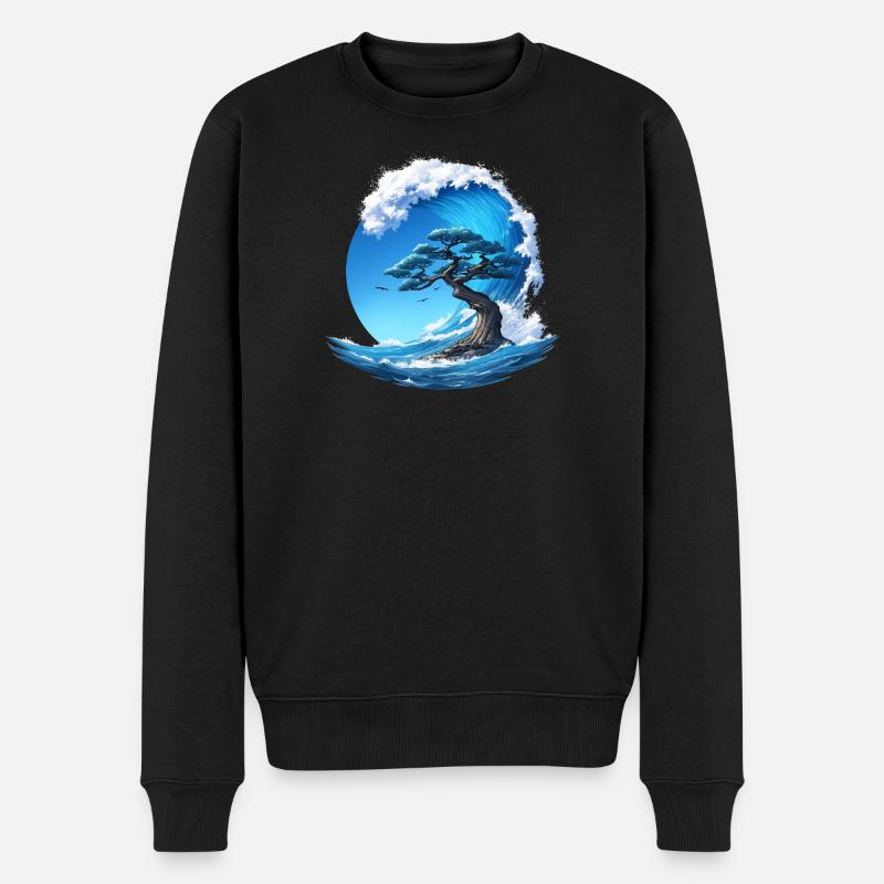 Un arbre sous une vague - Pull Premium bio Homme - noir
