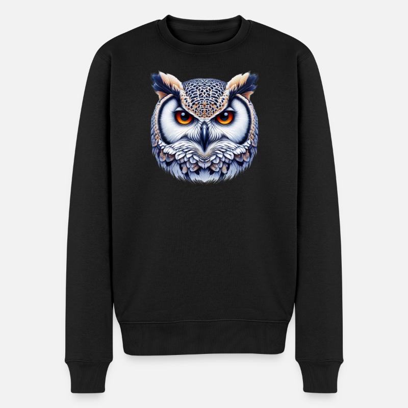 Eule - Männer Premium Bio Pullover - Schwarz