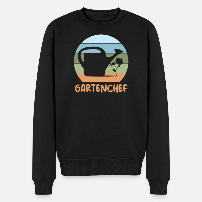 Gartenchef Gärtner retro Gießkanne Blumen Pflanze - Männer Premium Bio Pullover - Schwarz