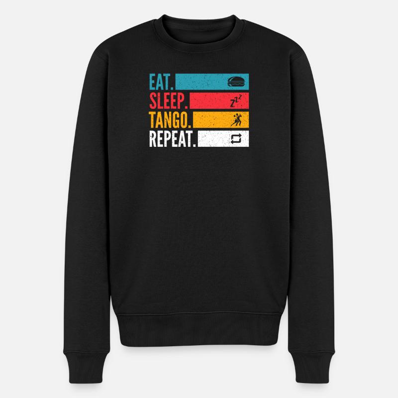 Eat Sleep Tango Repeat für Tango Argentino Tänzer - Männer Premium Bio Pullover - Schwarz