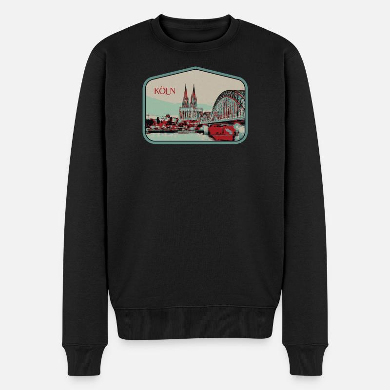 Illustration vue panoramique de Cologne - Pull Premium bio Homme - noir