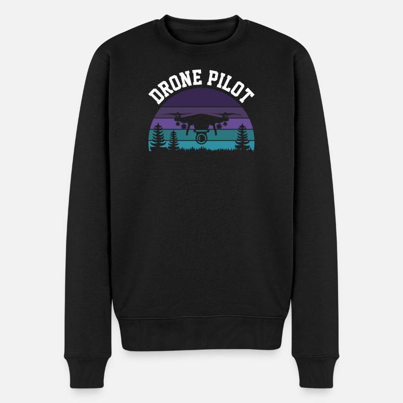 Drohnen-Pilot - Männer Premium Bio Pullover - Schwarz