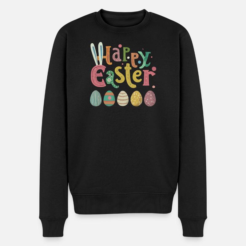 Oeuf de Pâques coloré avec des détails joyeux - Pull Premium bio Homme - noir