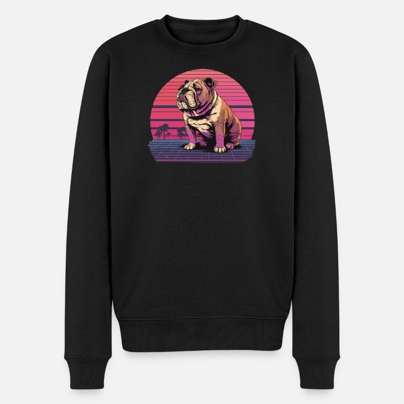 Bouledogue néon rétro - Pull Premium bio Homme - noir